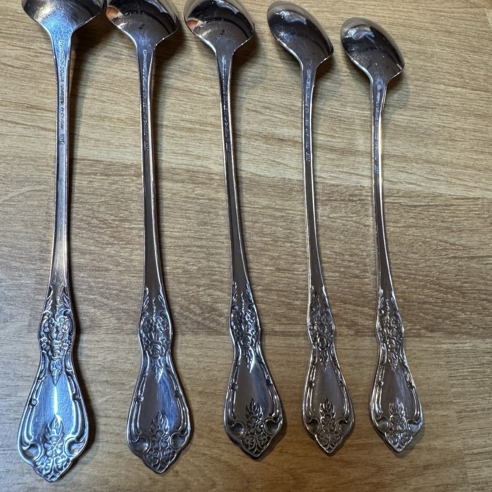 KENNETT SQUARE 5 Iced Tea Spoons Oneida Distinction Deluxe Stainless HH - Picture 11 of 12